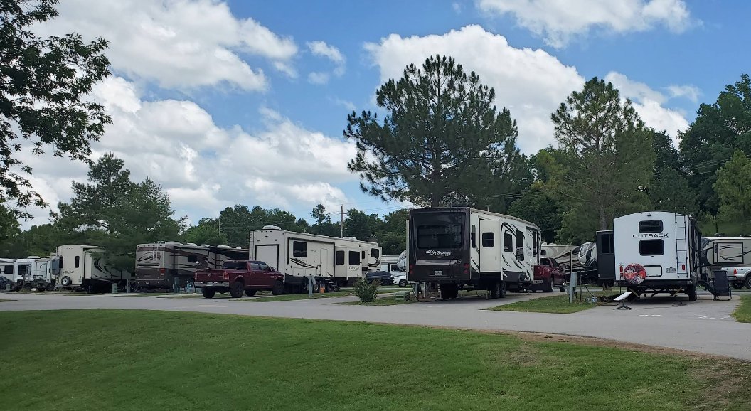 A loop of level concrete RV pads