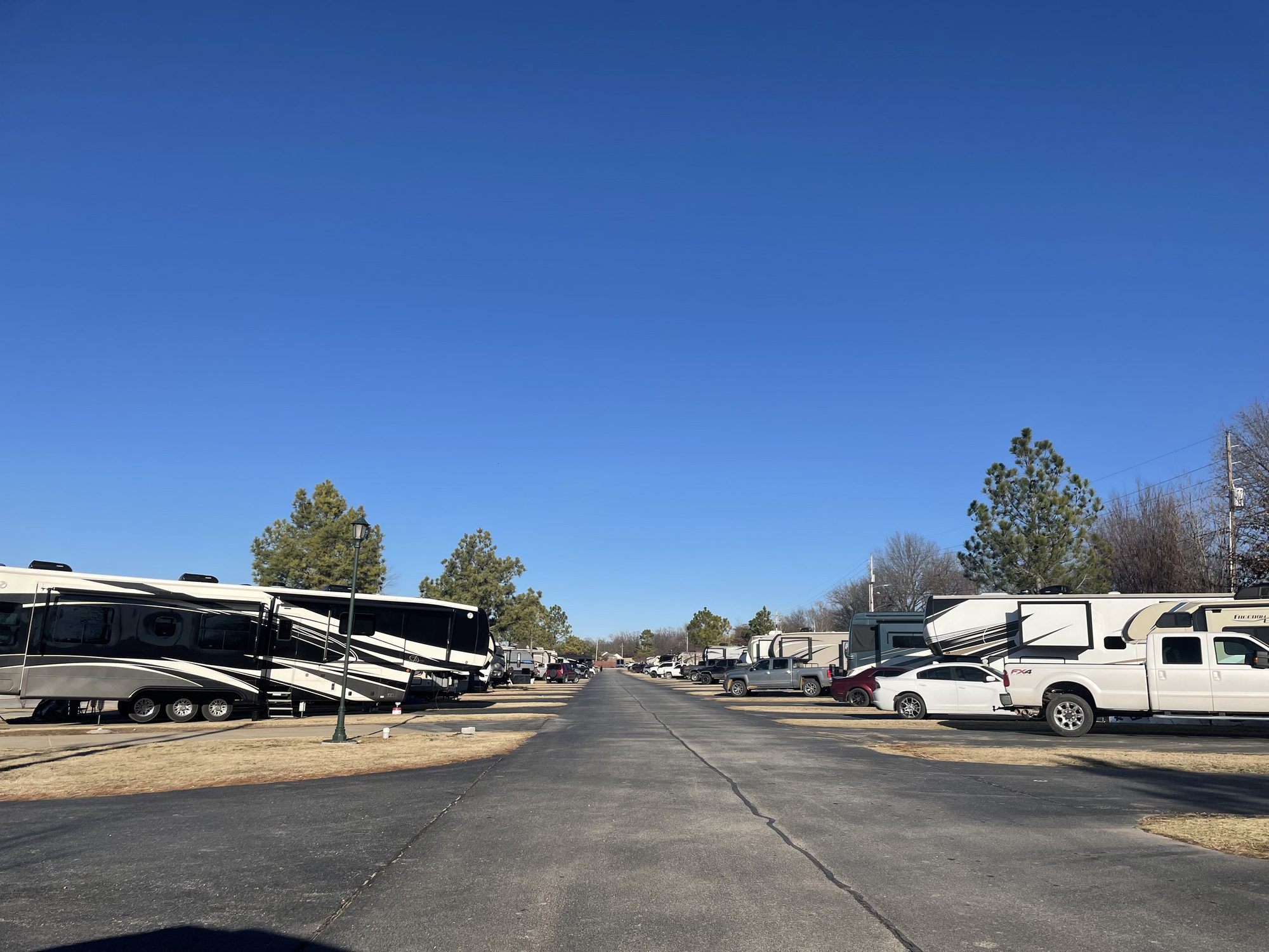 A big-rig-friendly paved road through the sites